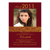 Gold & Maroon Red Photo Graduation Invitation