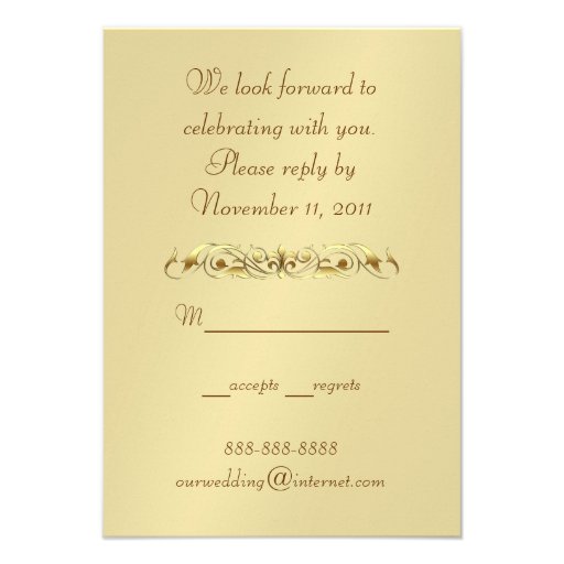 Gold Masquerade Black Jeweled RSVP Invitation