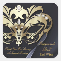 Gold Masquerade Black Party Sticker