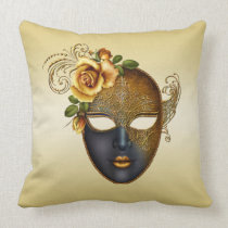 Gold Masquerade Mask and Rose pillows
