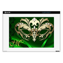 Gold Masquerade Mask Green 15" Laptop Skin