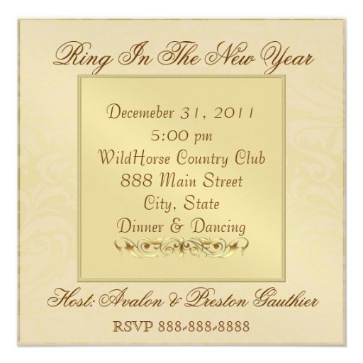 Gold Masquerade Mask Purple New Years Invitation