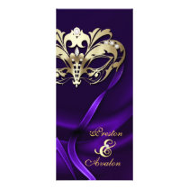 Gold Masquerade Purple Jeweled Wedding Program rack cards