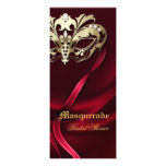 Gold Masquerade Red Bridal Shower Invitation