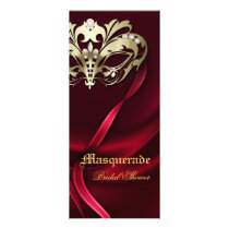 Gold Masquerade Red Bridal Shower Invitation