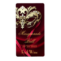 Gold Masquerade Red Jeweled Holiday Wine Label