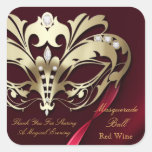 Gold Masquerade Red Party Sticker