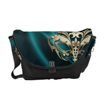 Gold Masquerade Teal Messenger Bag