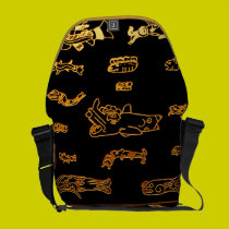Gold Mayan Glyphs messenger bags