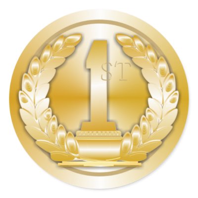Gold Medal Round Stickers by azac69