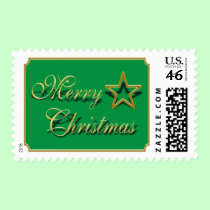 Gold Merry Christmas Stamp