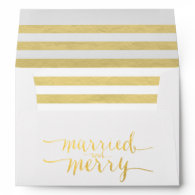 Gold Merry & Married | Holiday Printed Envelope