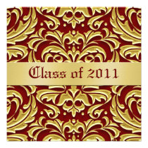 Gold Metal Damask Class of Graduation Invitation