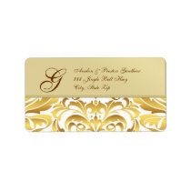 Gold Metal Gold Damask Christmas Address Labels