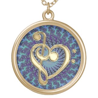 Gold Metal Music Clef Heart Colorful Pendant