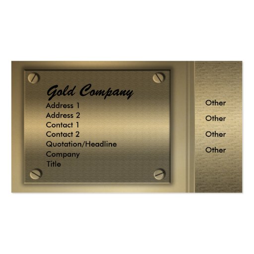 Gold Metal Plates Business Cards (front side)