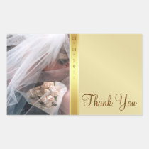 Gold Metal Thank You Photo Wedding Sticker