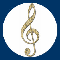 Gold Metal Treble Clef stickers