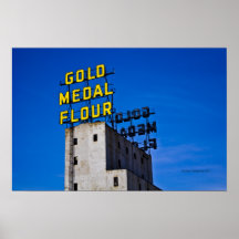 Gold Metal Vintage Sign Print