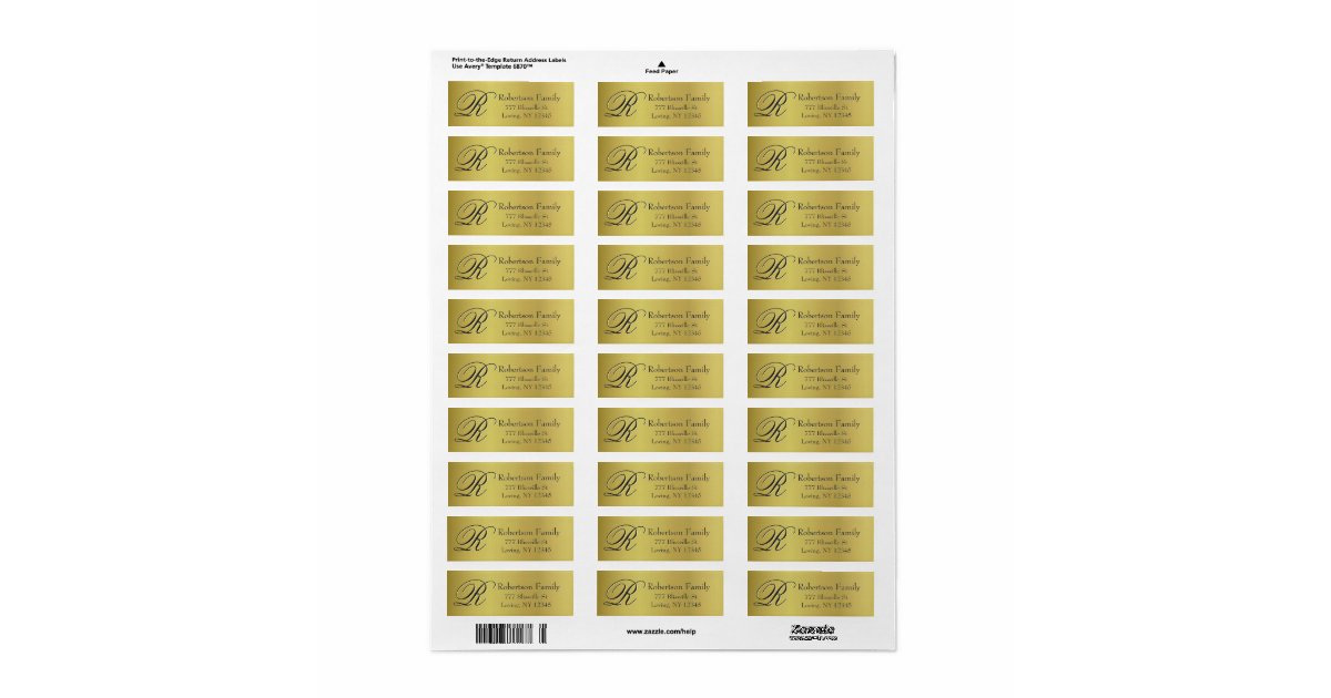 Gold Metallic Look Label | Zazzle