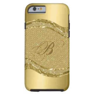 Gold Metallic Look With Diamonds Pattern Tough iPhone 6 Case