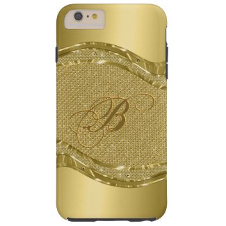Gold Metallic Look With Diamonds Pattern Tough iPhone 6 Plus Case