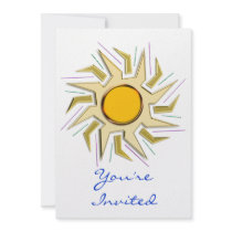 Gold Metallic Super Sun Sign Custom Invites