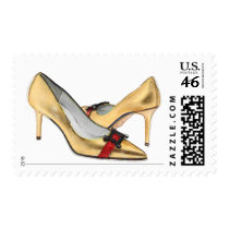 Gold Metallic with Red Crocodile postage