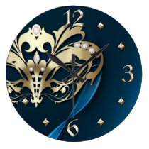 Gold Midnight Masquerade Blue Clock