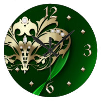 Gold Midnight Masquerade Green Clock