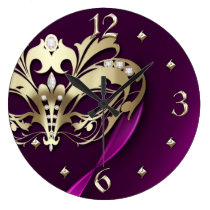 Gold Midnight Masquerade Pink Clock