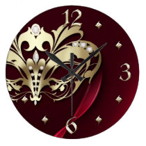 Gold Midnight Masquerade Red Clock