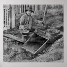 GOLD MINING with a ROCKER BOX c. 1866 Poster
