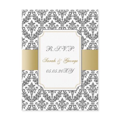 gold mod wedding rsvp cards postcard