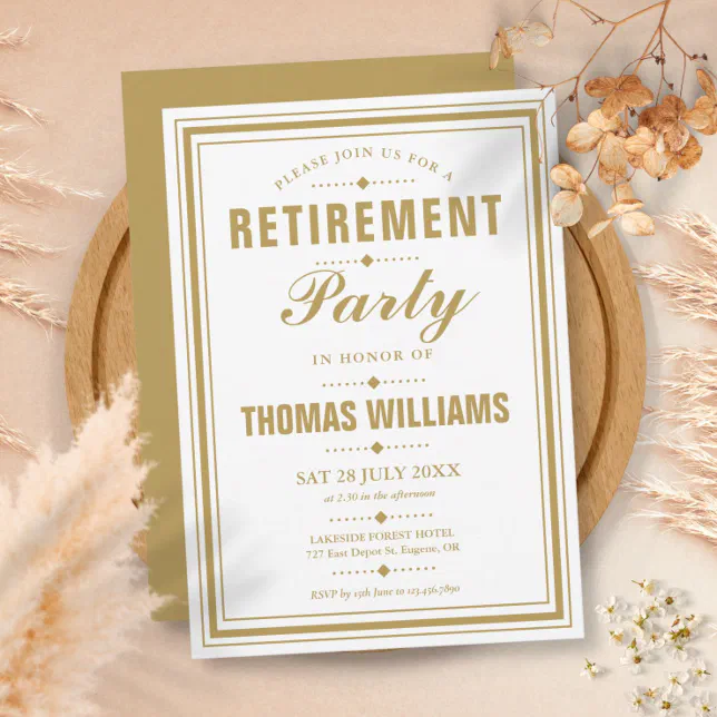 Gold Modern Elegant Retirement Party Invitation Zazzle