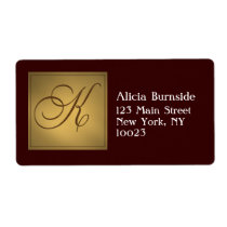Gold Monogram Address / Gift Tag label K labels
