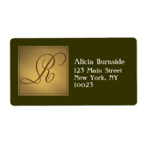 Gold Monogram Address / Gift Tag label R labels