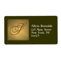 Gold Monogram Address / Gift Tag label S labels