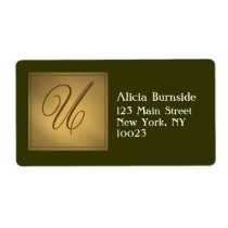 Gold Monogram Address / Gift Tag label U labels