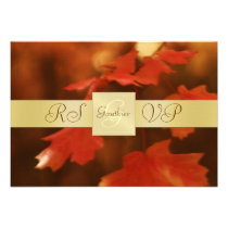 Gold Monogram Autumn Fall Leaf RSVP Invitation invitations