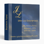 Gold Monogram Blue Sky Elegant Business Binder