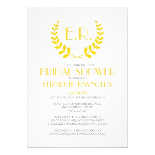Gold Monogram Bridal Shower Invitations