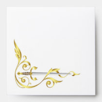 Gold Monogram Elegant Dagger Invitation Envelope