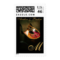 Gold Monogram Elegant Masqurade Mask Postage