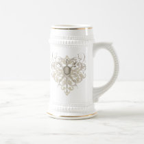 Gold Monogram Fencing Mask Gold Scroll Stein Coffee Mug