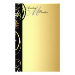 Gold Monogram Floral Scroll Wedding Stationary Custom Stationery