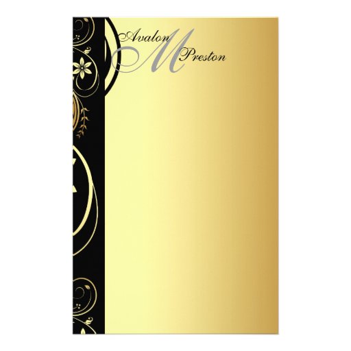 Gold Monogram Floral Scroll Wedding Stationary Stationery Zazzle