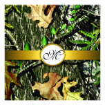 Gold Monogram Hunting Camo Wedding Invitations