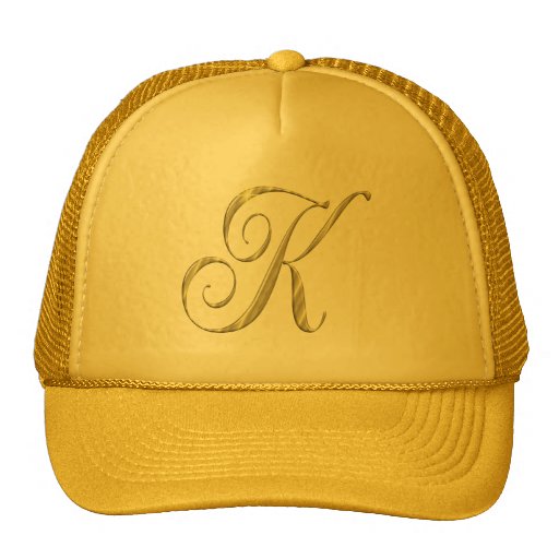Gold Monogram K Initial Baseball cap hat Zazzle