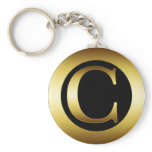 GOLD MONOGRAM LETTER C KEYCHAIN
